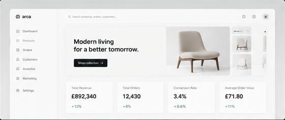 Enterprise Commerce interface, full project view